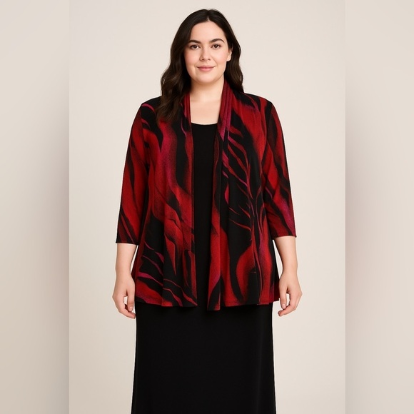 Thompson Dresses & Skirts - Elegant Bundle Norm Thompson Black Maxi Dress Red & Black Sheer Jacket (L)